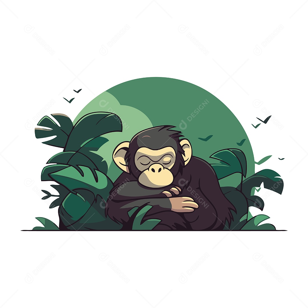 Macaco de Desenho Animado Ilustração Vetor EPS