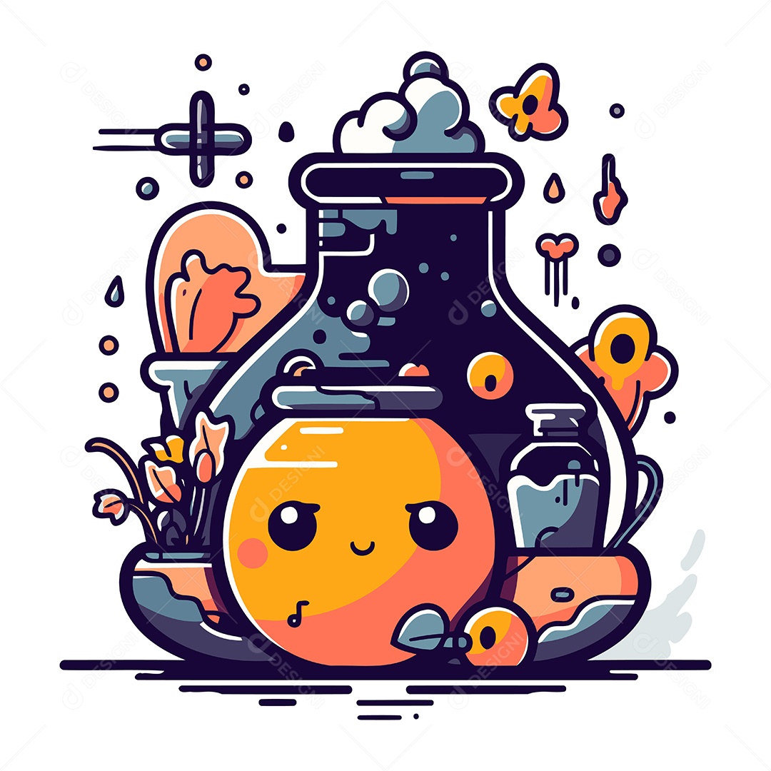 Poção Fofa de Desenho Animado Ilustração Vetor EPS