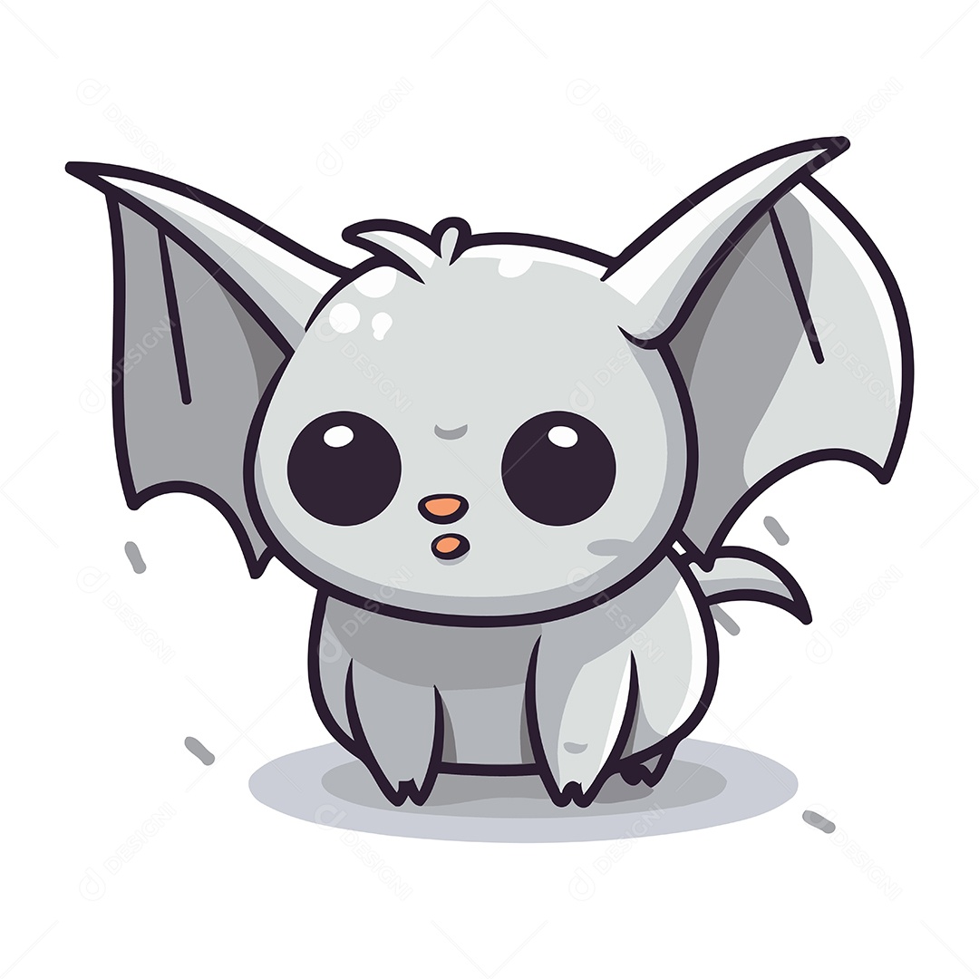 Morcego Fofo de Desenho Animado Ilustração Vetor EPS