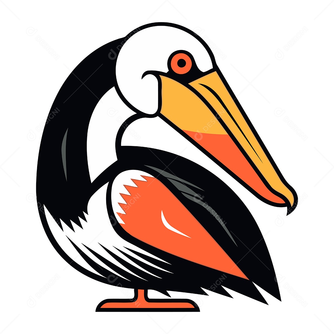 Pelicano de Desenho Animado Ilustração Vetor EPS