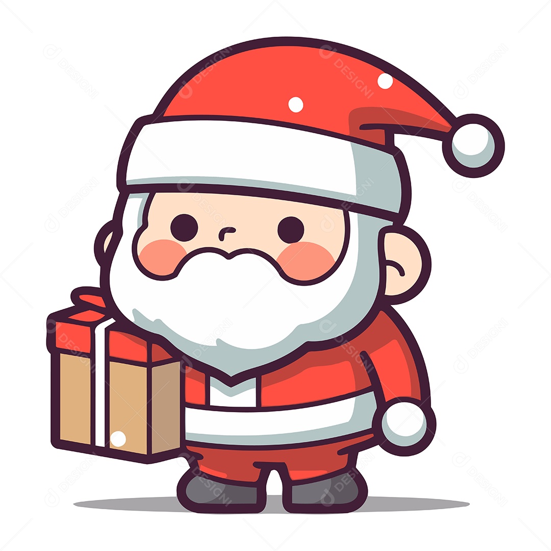 Papai Noel Segurando uma Caixa de Presente Ilustração Vetor EPS