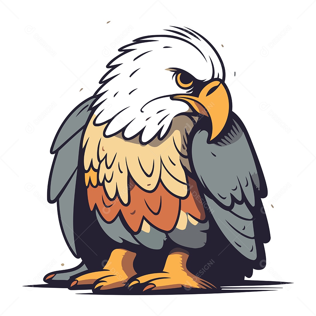 Águia Americana de Desenho Animado Ilustração Vetor EPS