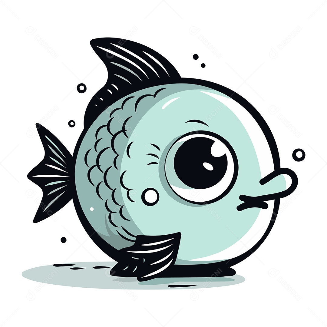 Peixe Bonito de Desenho Animado Ilustração Vetor EPS