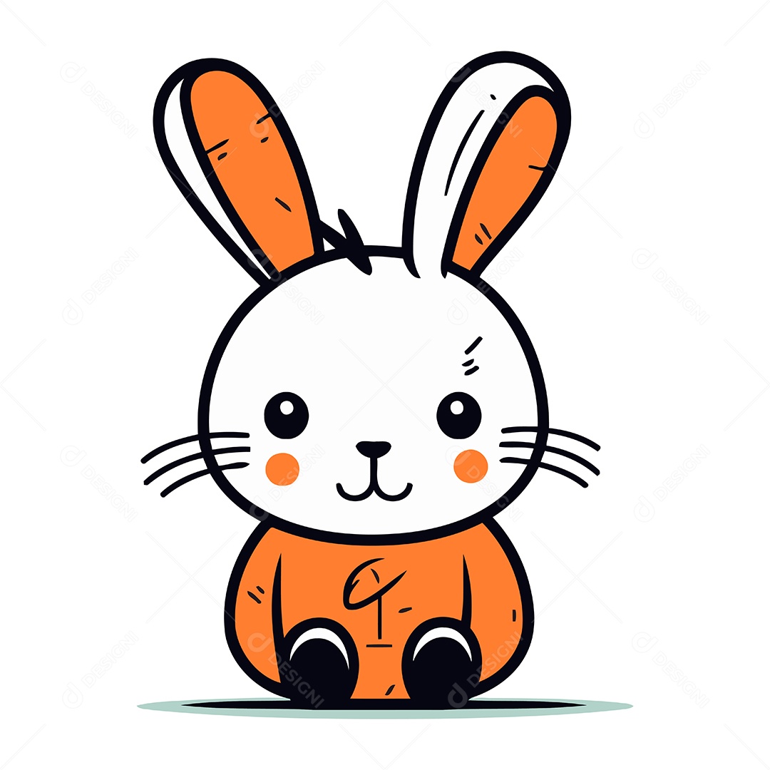 Coelho Bonito de Desenho Animado Ilustração Vetor EPS