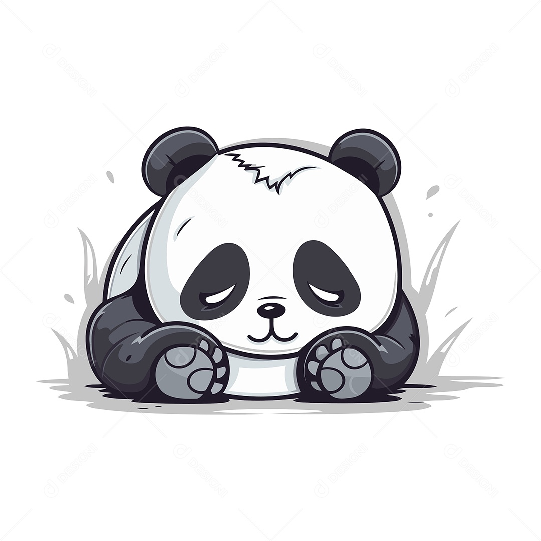 Urso Panda Fofo de Desenho Animado Ilustração Vetor EPS
