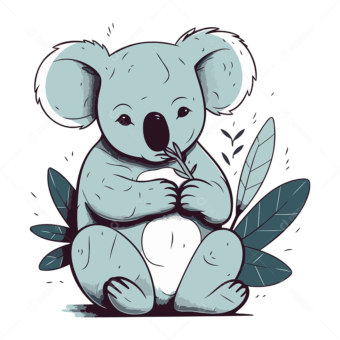 Coala Fofo de Desenho Animado Ilustração Vetor EPS