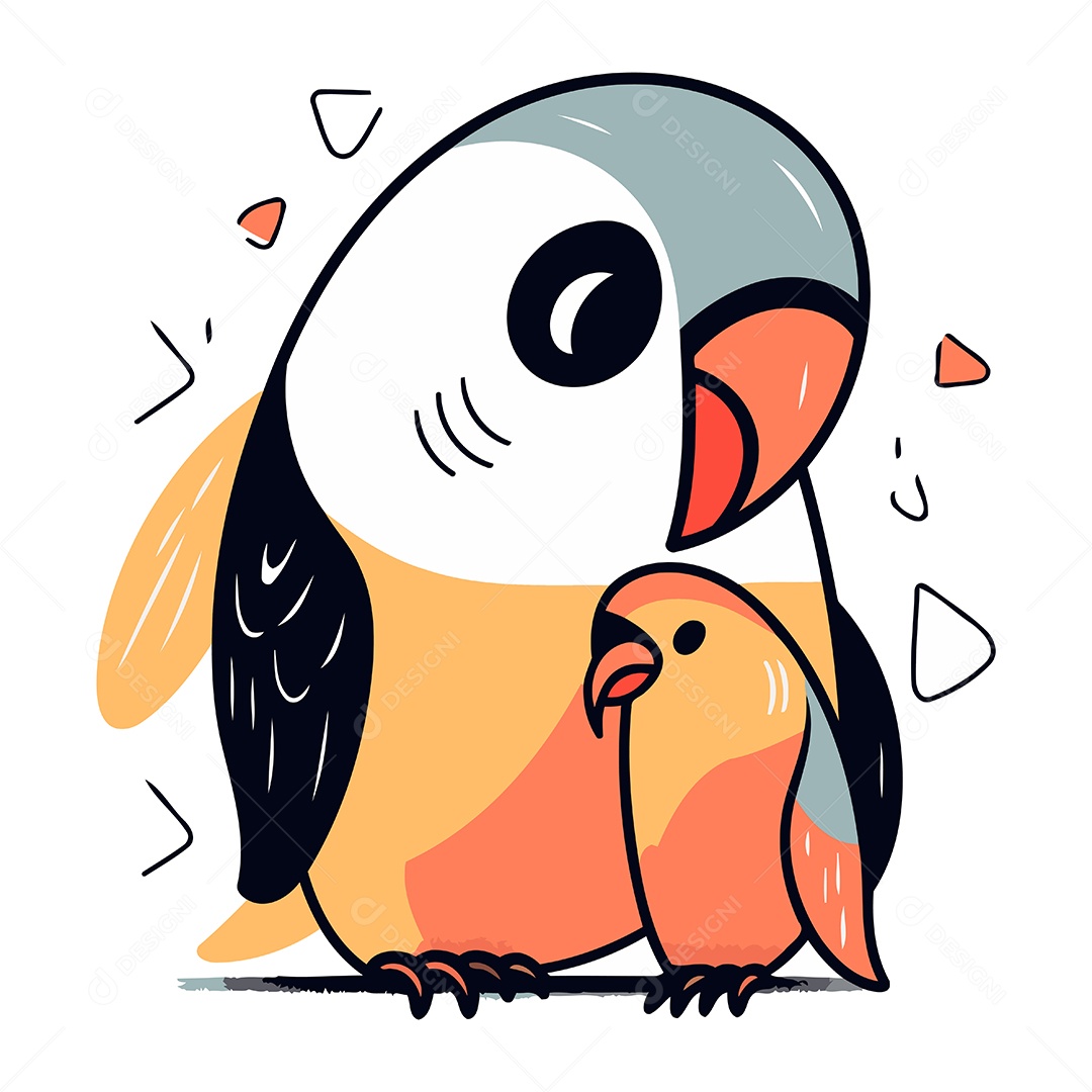 Papagaios Fofo de Desenho Animado Ilustração Vetor EPS