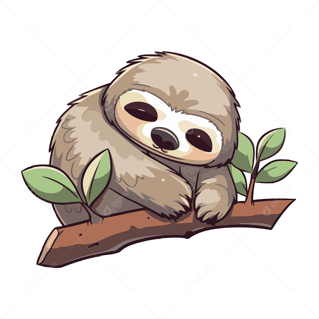 Preguiça Fofa de Desenho Animado Ilustração Vetor EPS