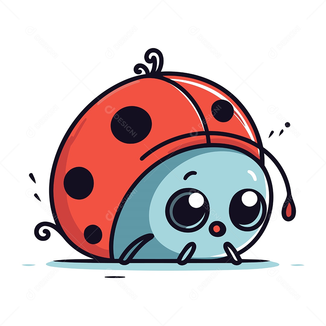 Joaninha de Desenho Animado Fofa Ilustração Vetor EPS