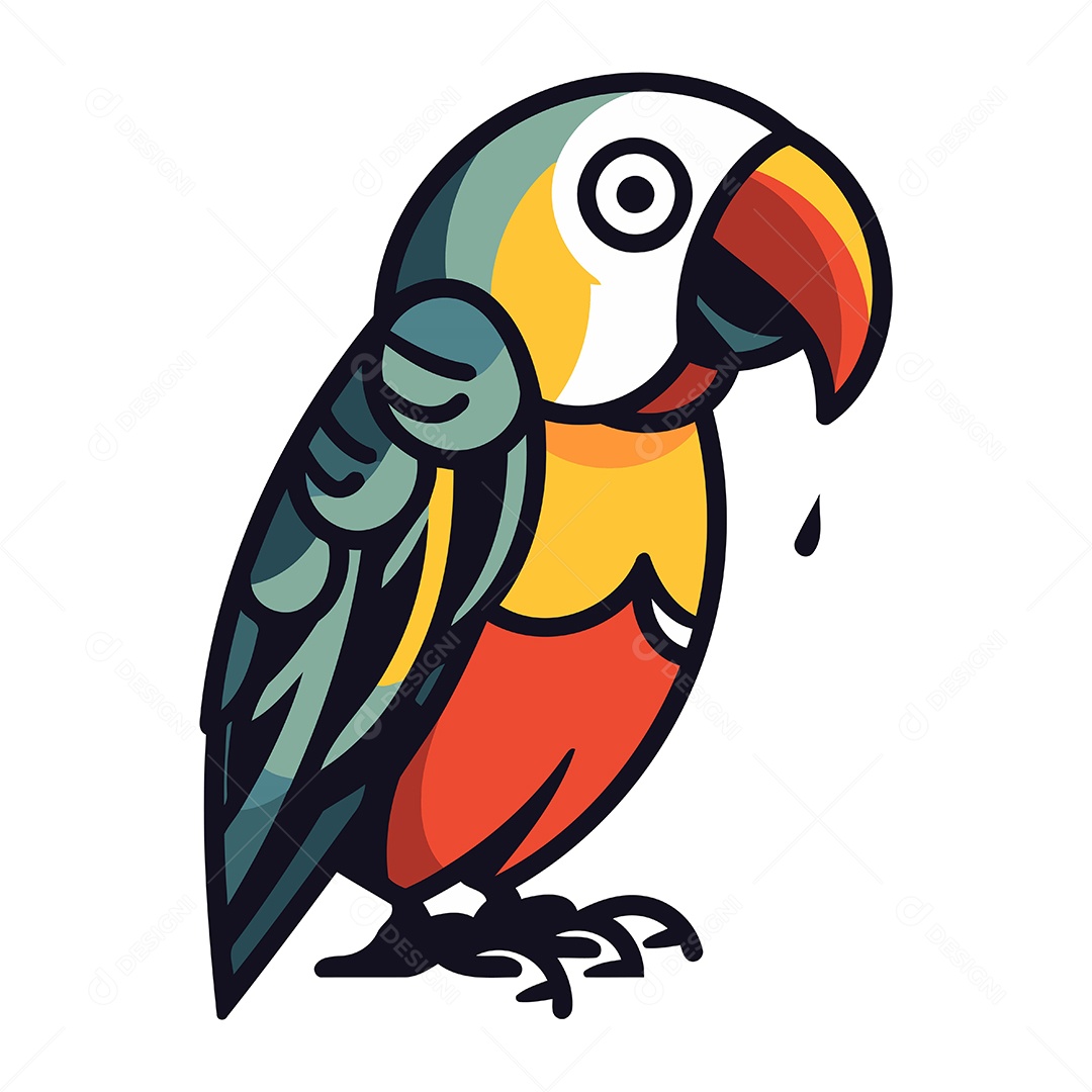 Papagaio de Desenho Animado Ilustração Vetor EPS