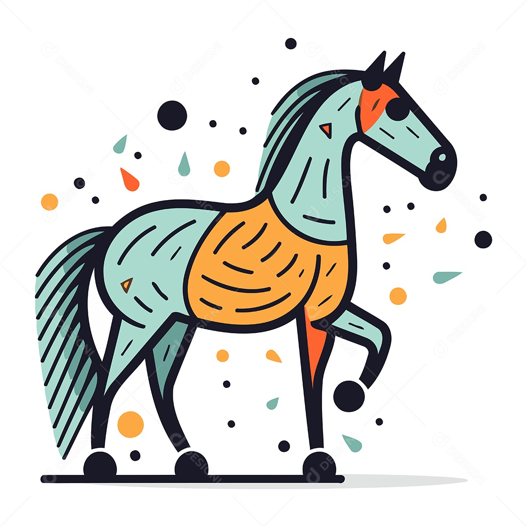 Cavalo de Desenho Animado Ilustração Vetor EPS