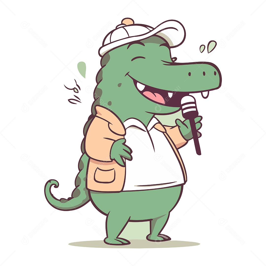 Crocodilo Fofo de Desenho Animado Ilustração Vetor EPS