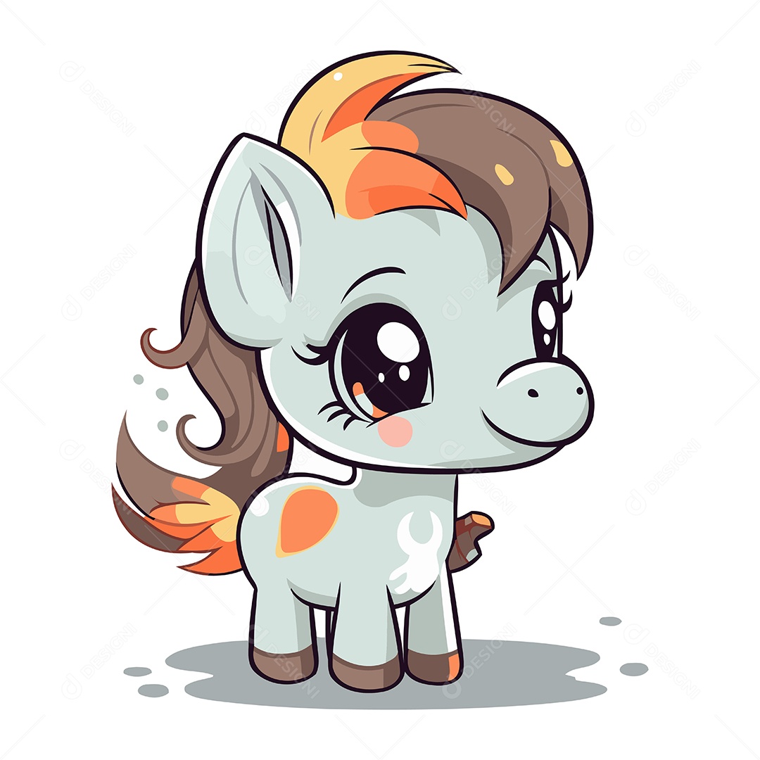 Pônei Bonito de Desenho Animado Ilustração Vetor EPS