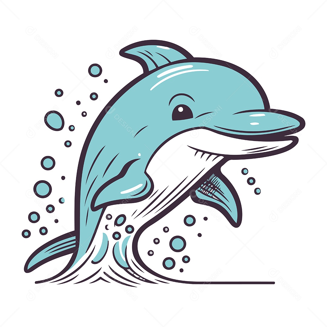 Golfinho de Desenho Animado Ilustração Vetor EPS