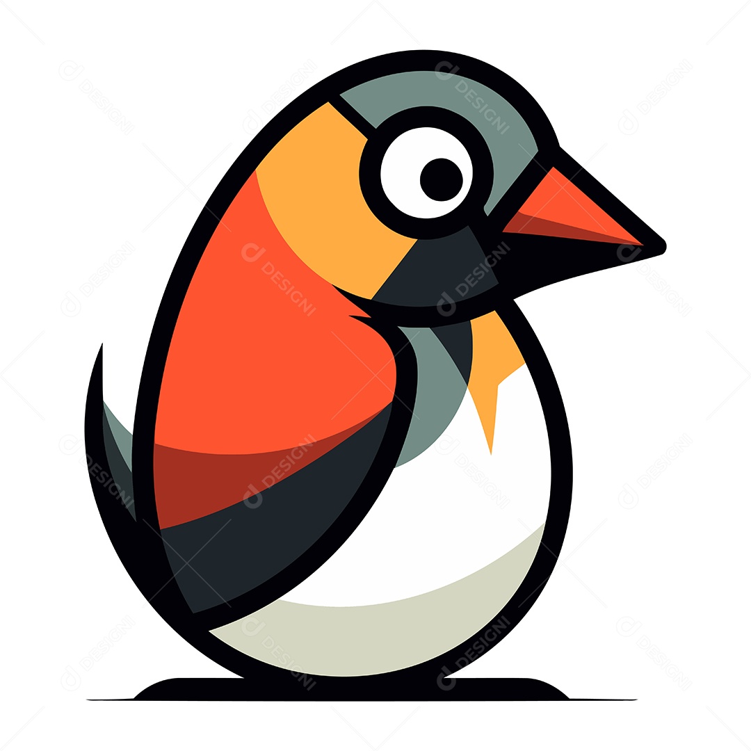 Pinguim Bonito de Desenho Animado Ilustração Vetor EPS