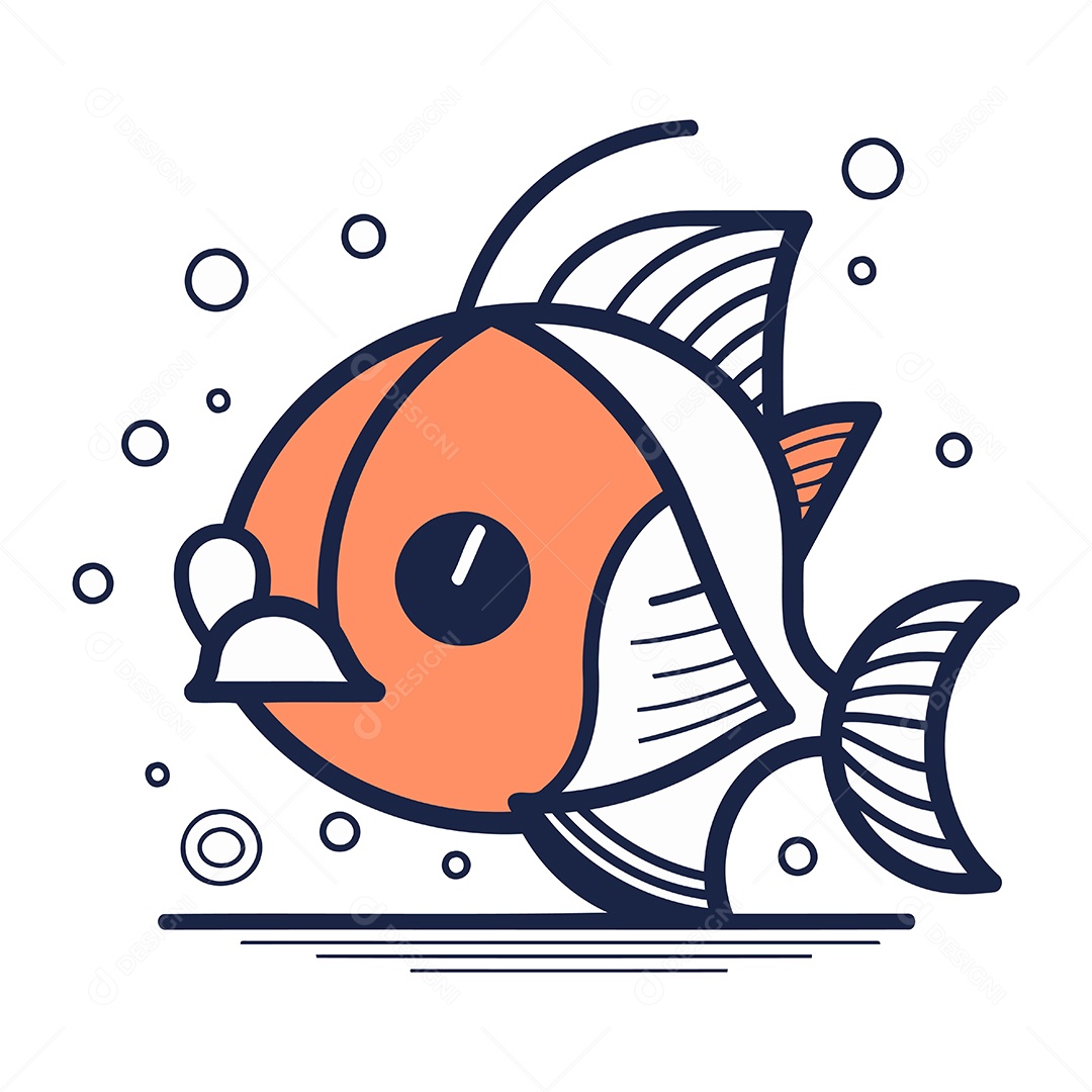 Peixe Bonito de Desenho Animado Ilustração Vetor EPS