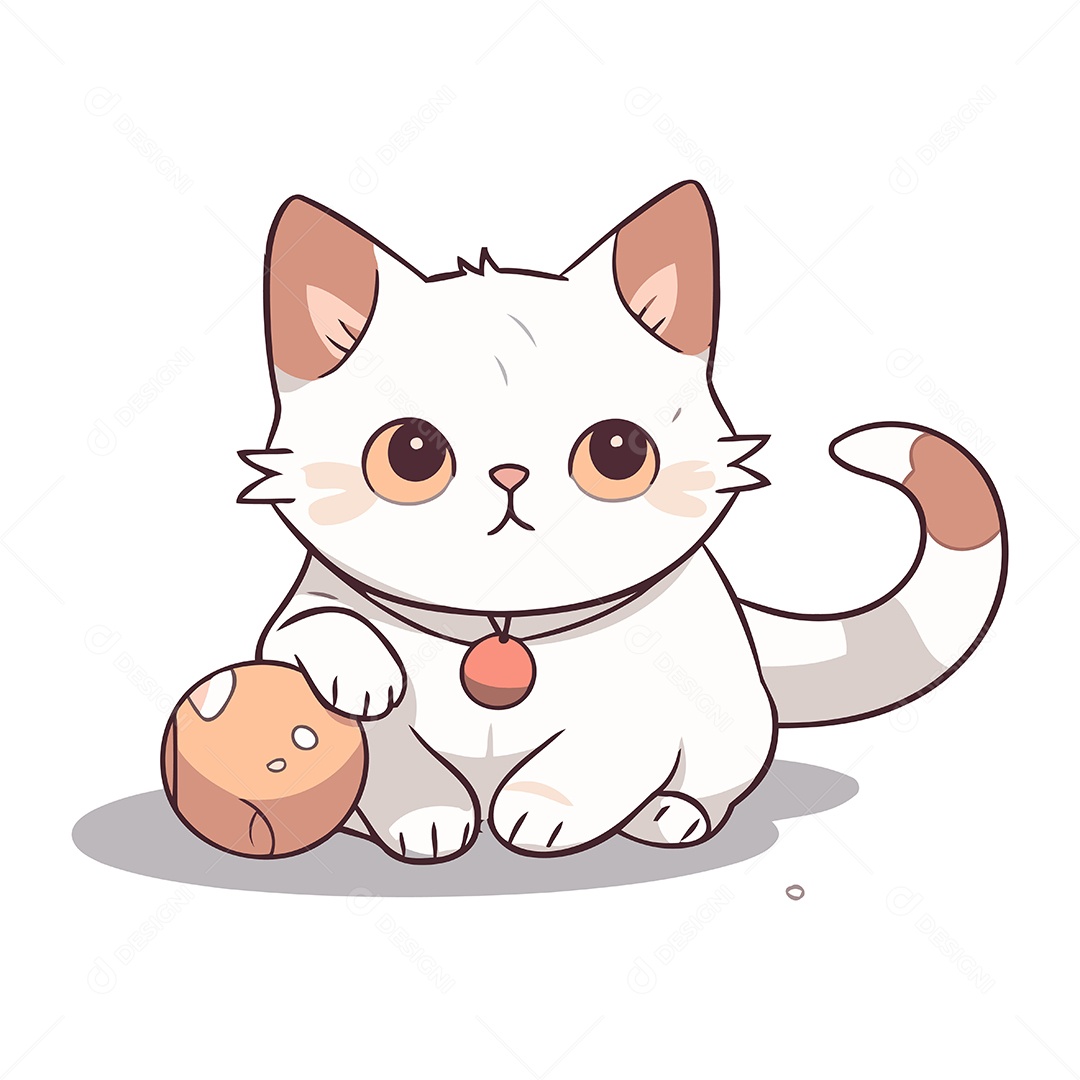 Gato Fofo Brincando de Desenho Animado Ilustração Vetor EPS