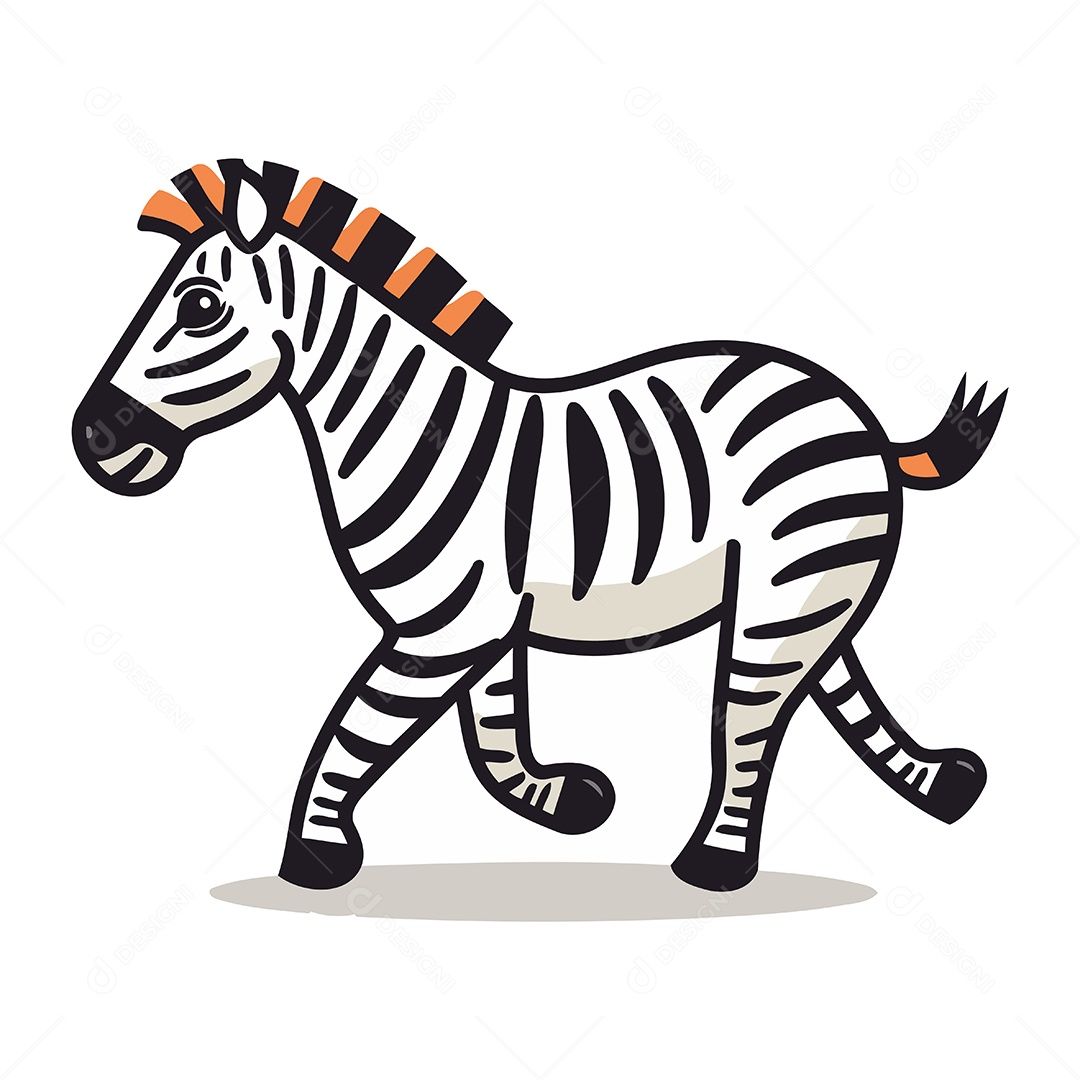 Zebra de Desenho Animado Fofa Ilustração Vetor EPS