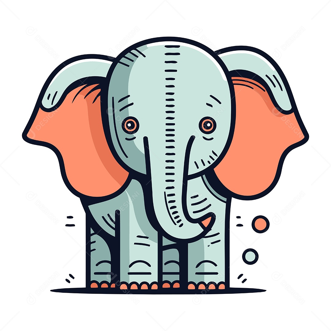 Elefante Bonito de Desenho Animado Ilustração Vetor EPS