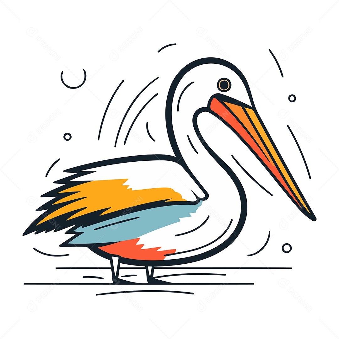 Pelicano de Desenho Animado Ilustração Vetor EPS