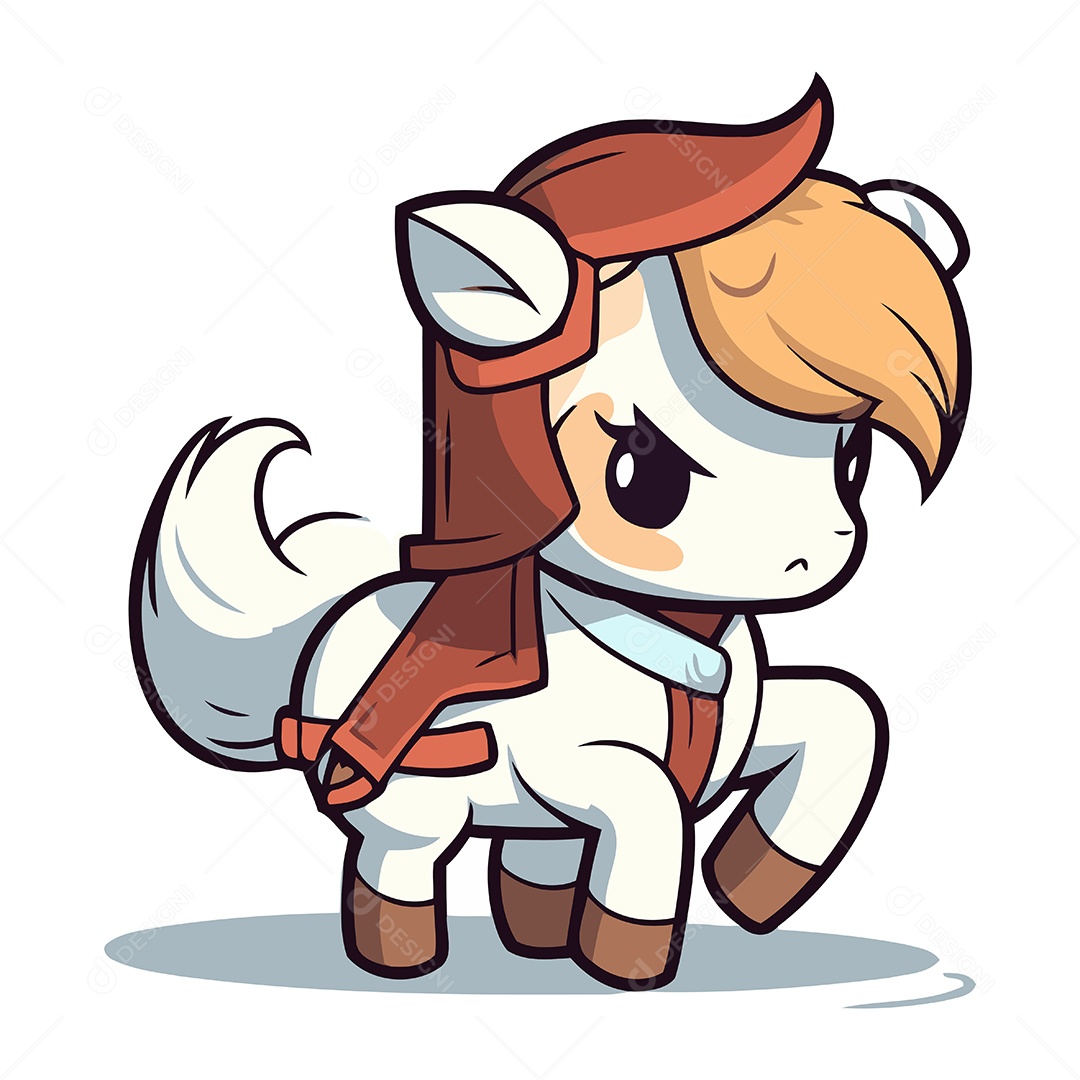 Pônei Bonito de Desenho Animado Ilustração Vetor EPS