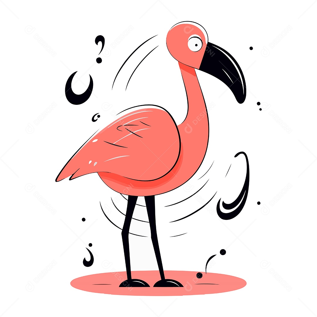Flamingo de Desenho Animado Ilustração Vetor EPS