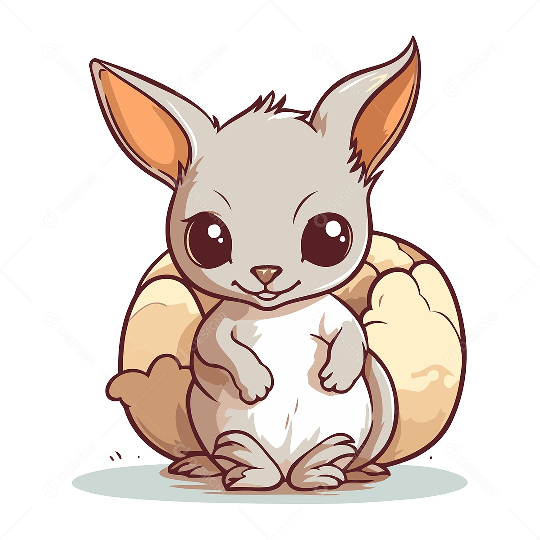 Coelho Cinza Fofo de Desenho Animado Ilustração Vetor EPS