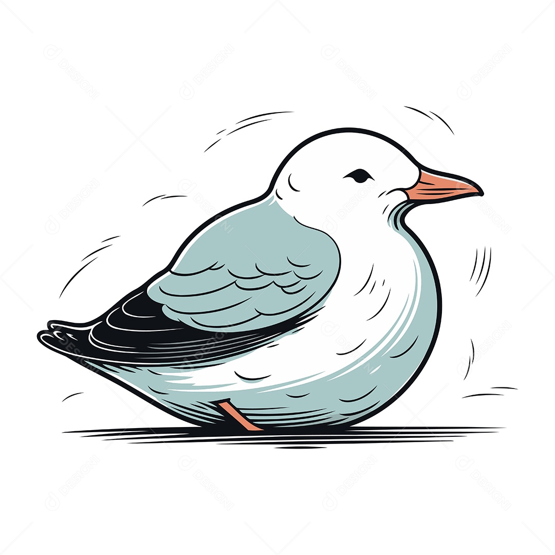 Gaivota de Desenho Animado Ilustração Vetor EPS