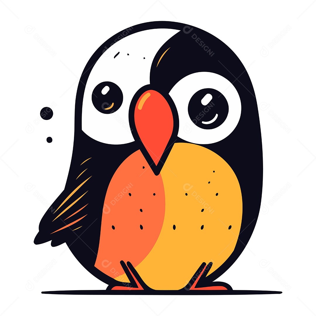 Pinguim de Desenho Animado Ilustração Vetor EPS