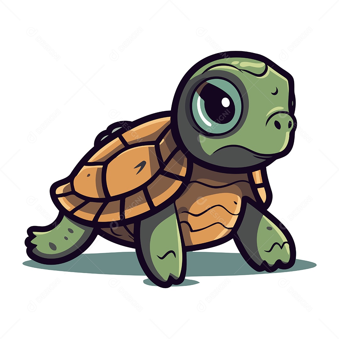 Tartaruga Bebê de Desenho Animado Ilustração Vetor EPS