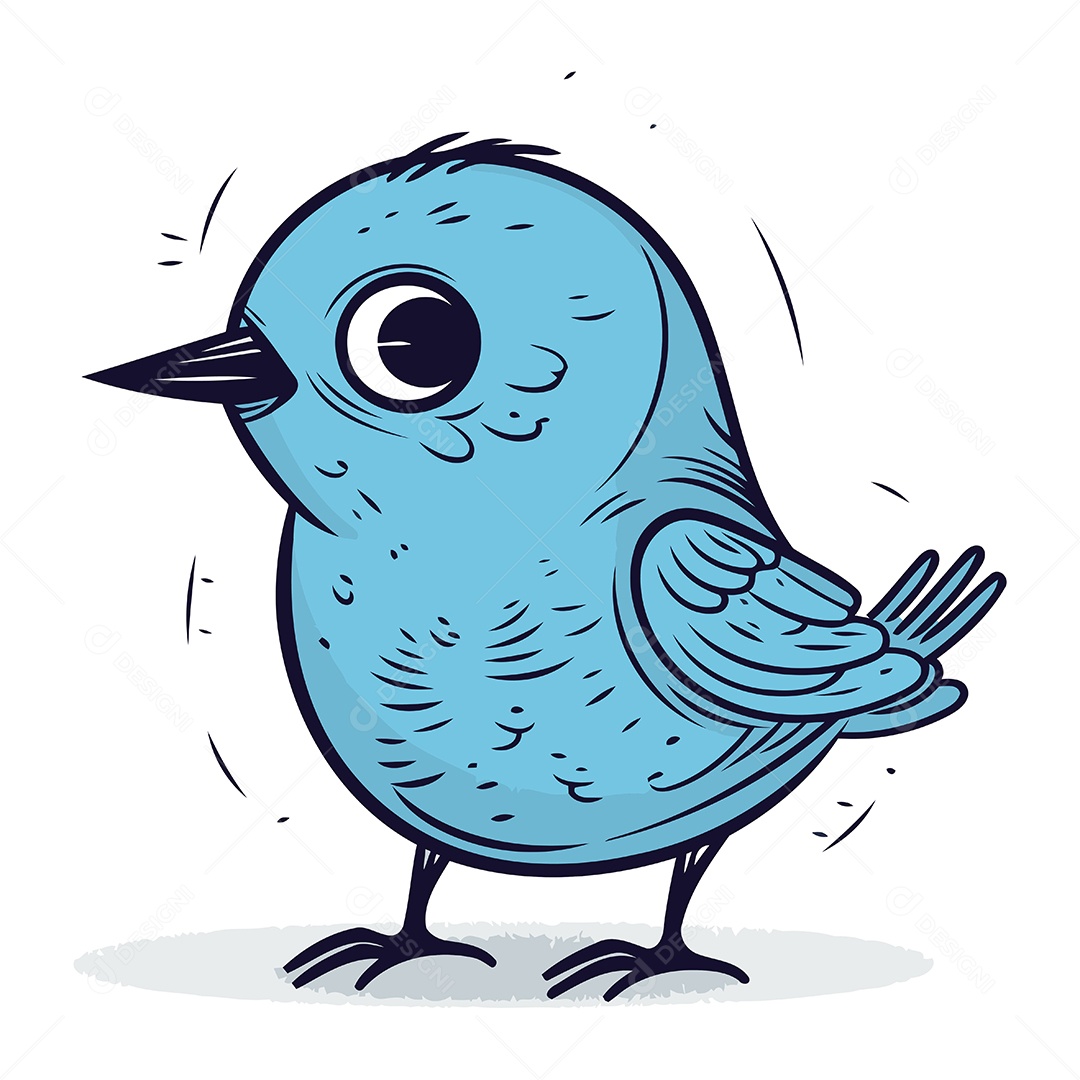 Pássaro Azul de Desenho Animado Ilustração Vetor EPS