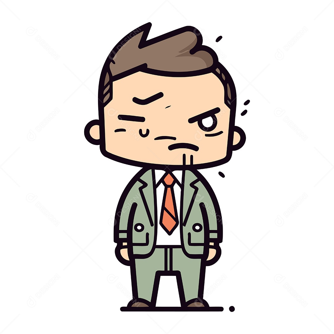Empresário Irritado de Desenho Animado Ilustração Vetor EPS