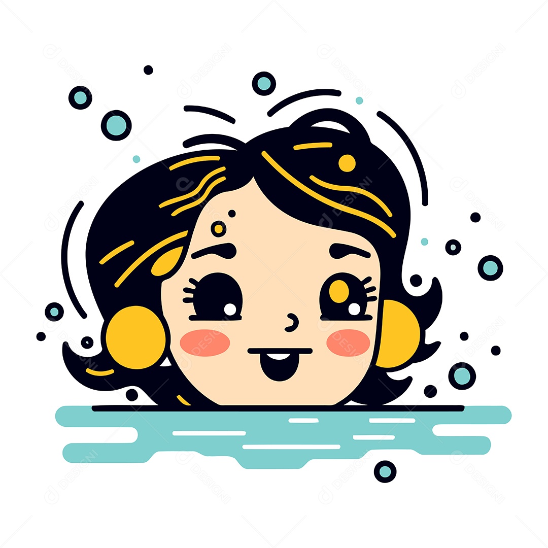 Menina Bonitinha de Desenho Animado Ilustração Vetor EPS