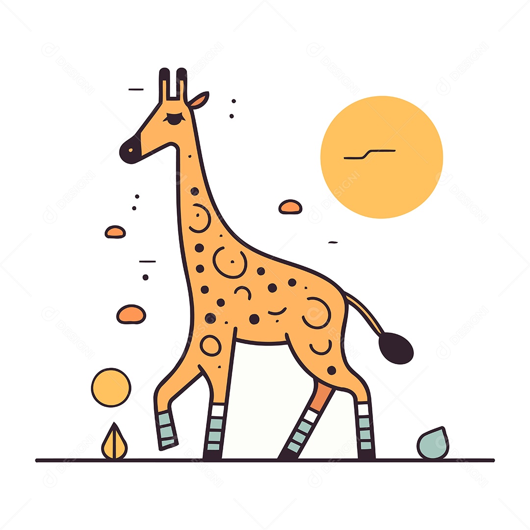 Girafa de Desenho Animado Ilustração Vetor EPS