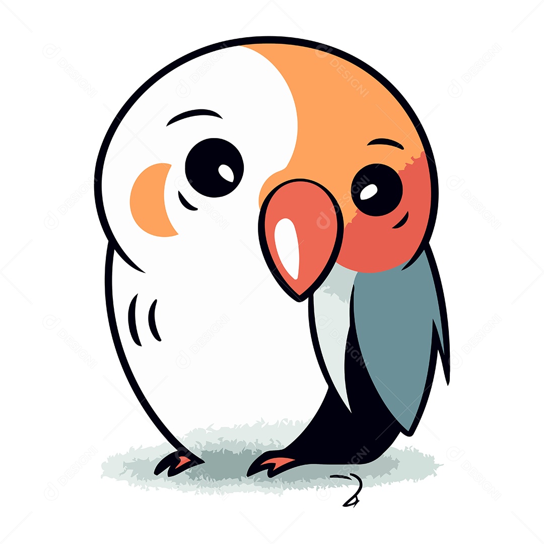 Papagaio Fofo de Desenho Animado Ilustração Vetor EPS