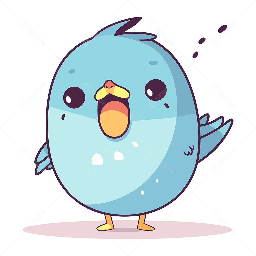 Pássaro Azul Fofo de Desenho Animado Ilustração Vetor EPS