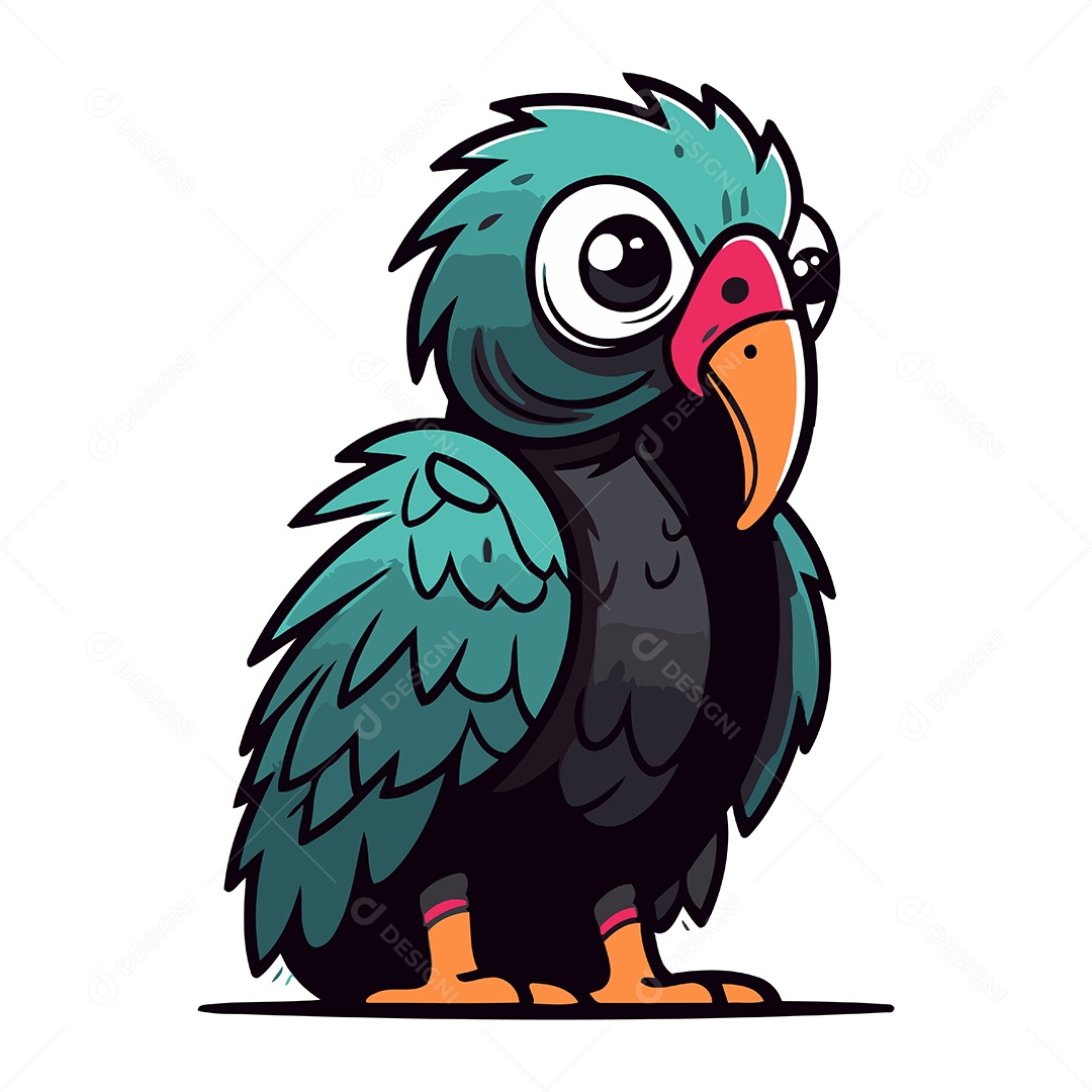 Papagaio de Desenho Animado Ilustração Vetor EPS
