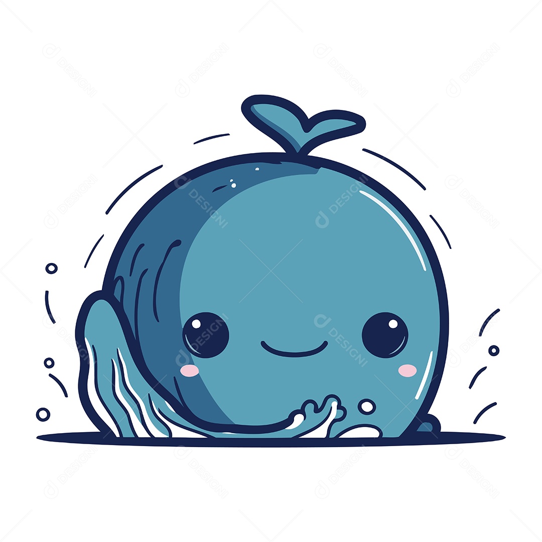 Baleia de Desenho Animado Ilustração Vetor EPS