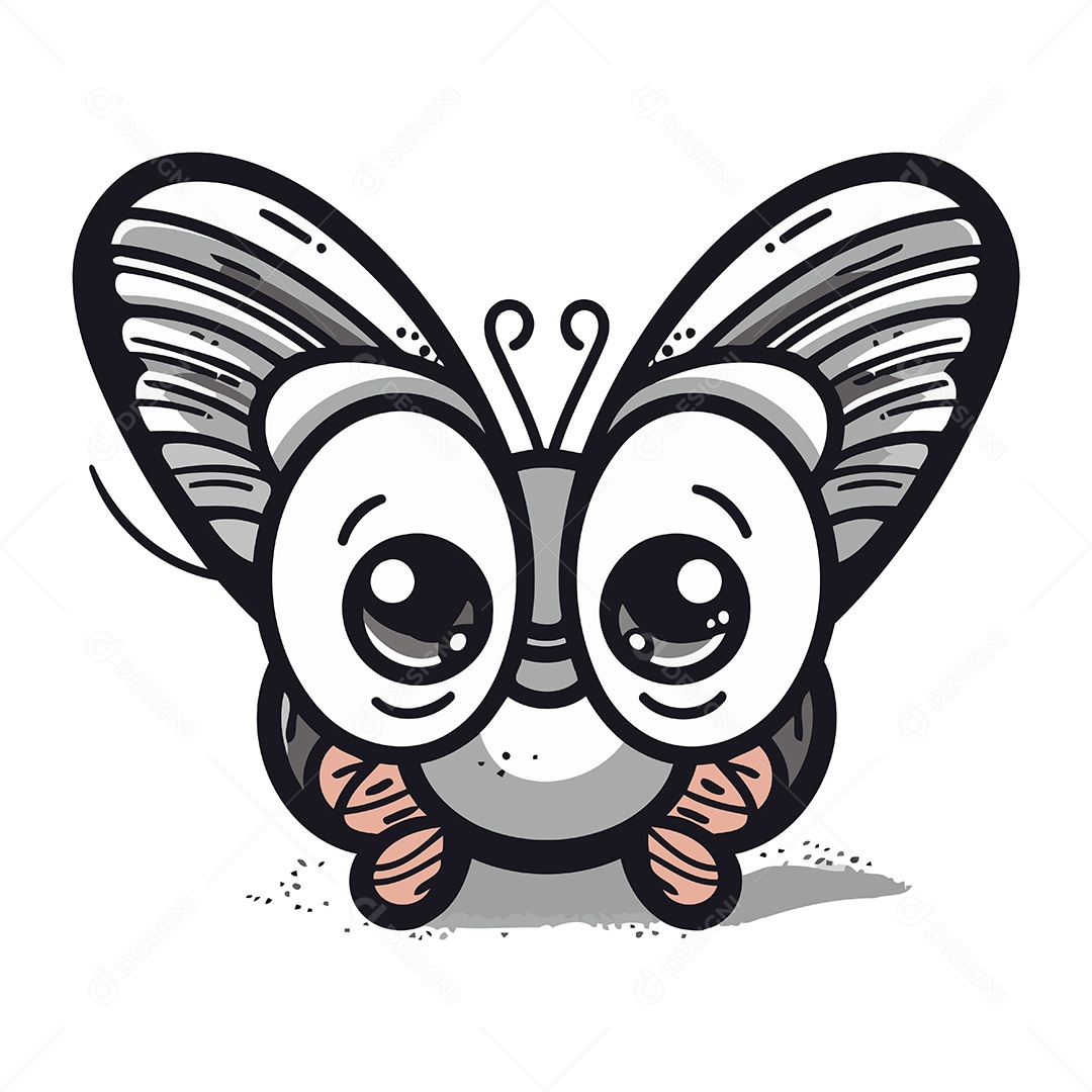 Borboleta de Desenho Animado Ilustração Vetor EPS