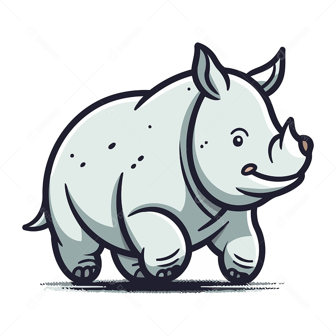 Rinoceronte de Desenho Animado Ilustração Vetor EPS