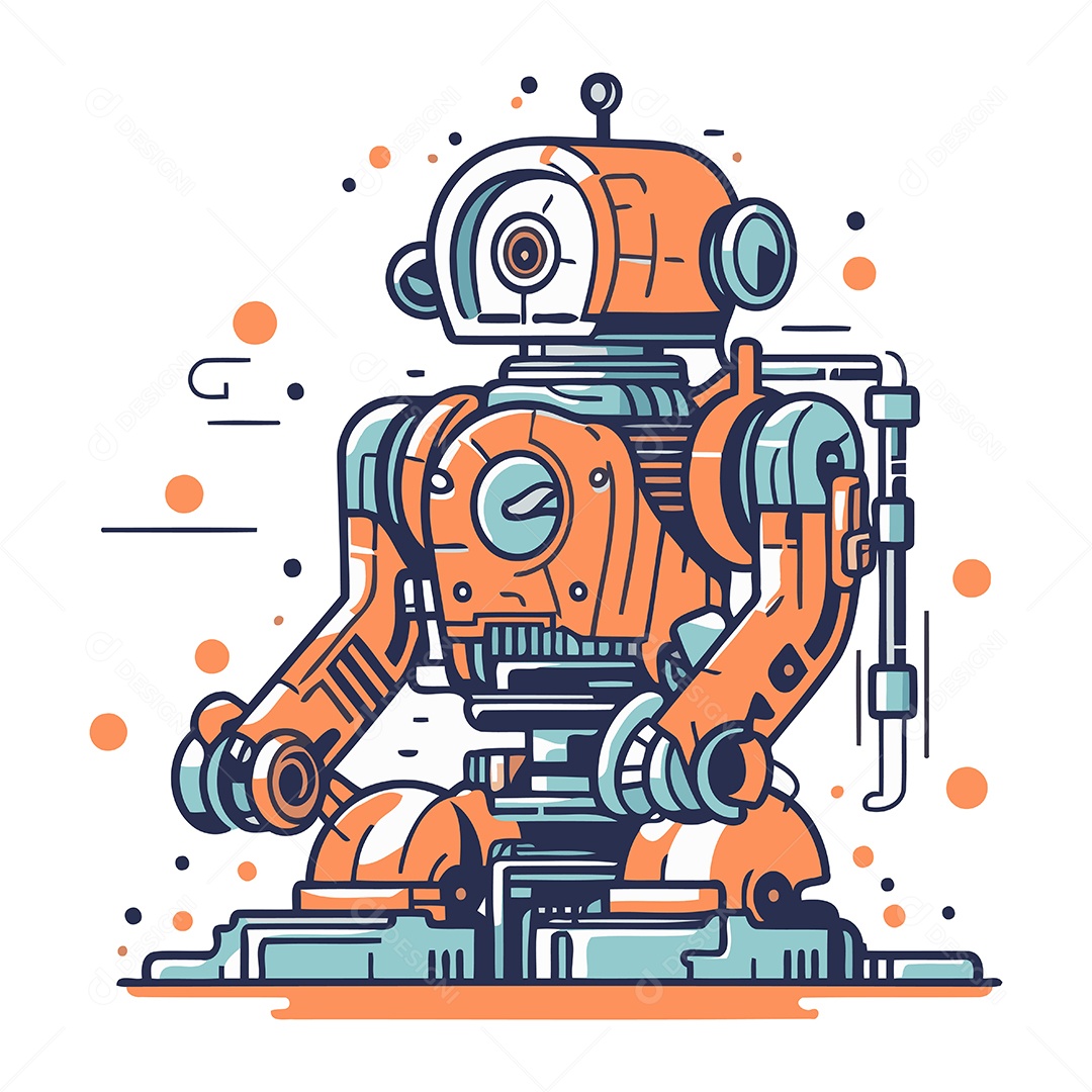 Robô de Desenho Animado Ilustração Vetor EPS