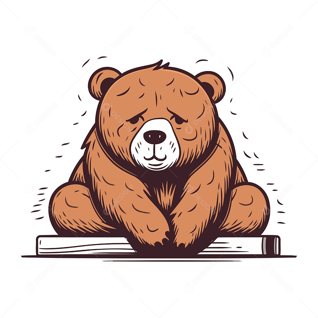 Urso Marrom Fofo de Desenho Animado Ilustração Vetor EPS
