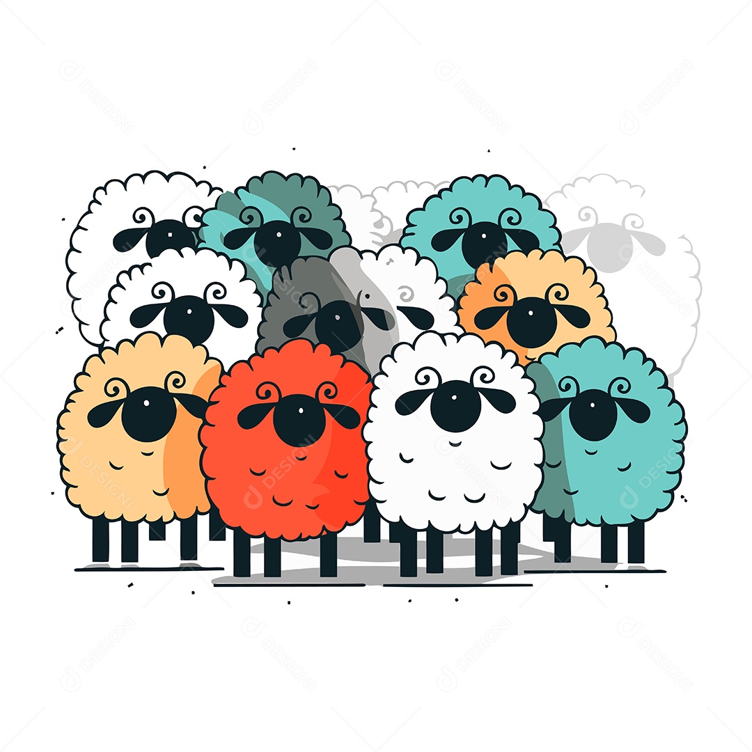 Ovelhas de Desenho Animado Ilustração Vetor EPS