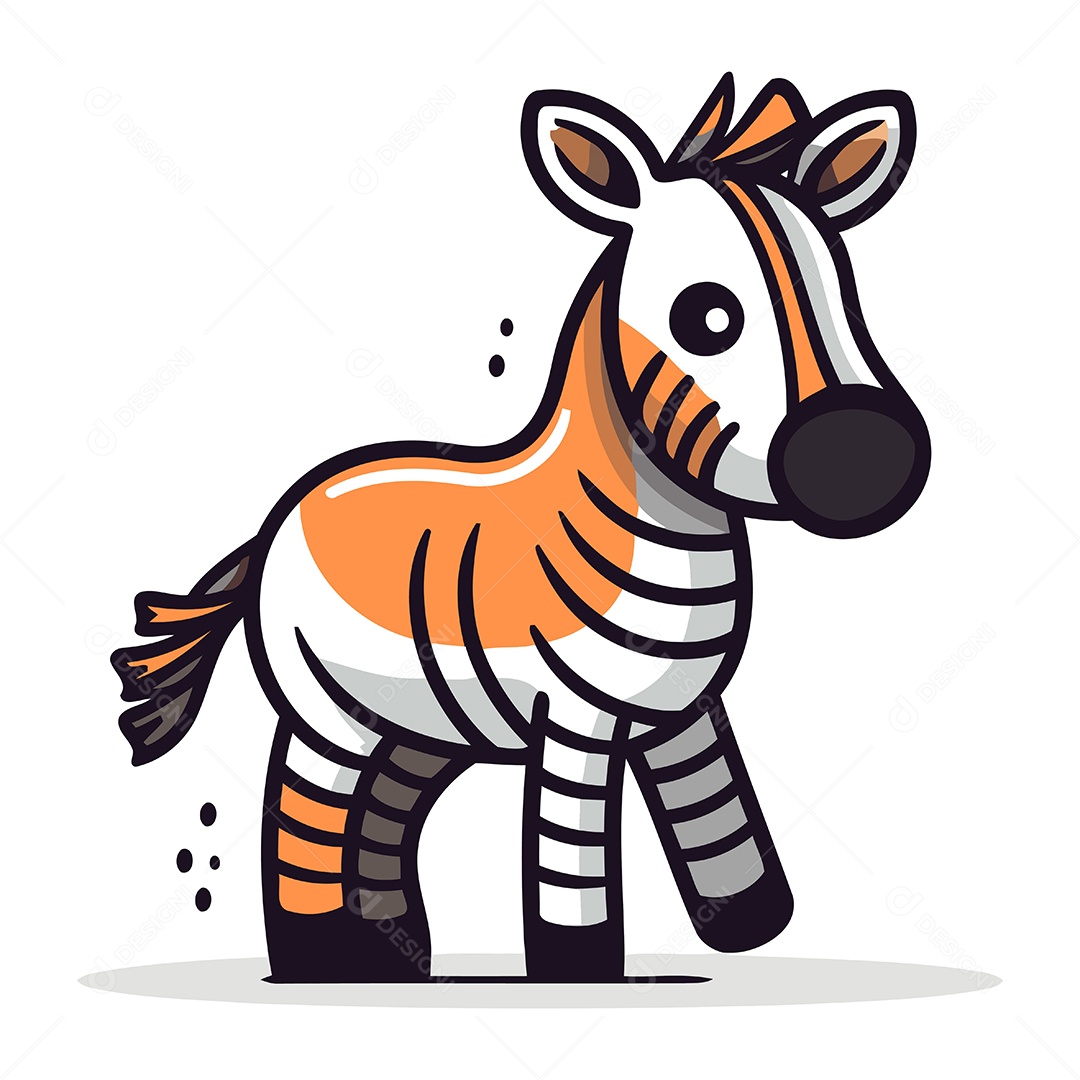 Zebra Fofa de Desenho Animado Ilustração Vetor EPS