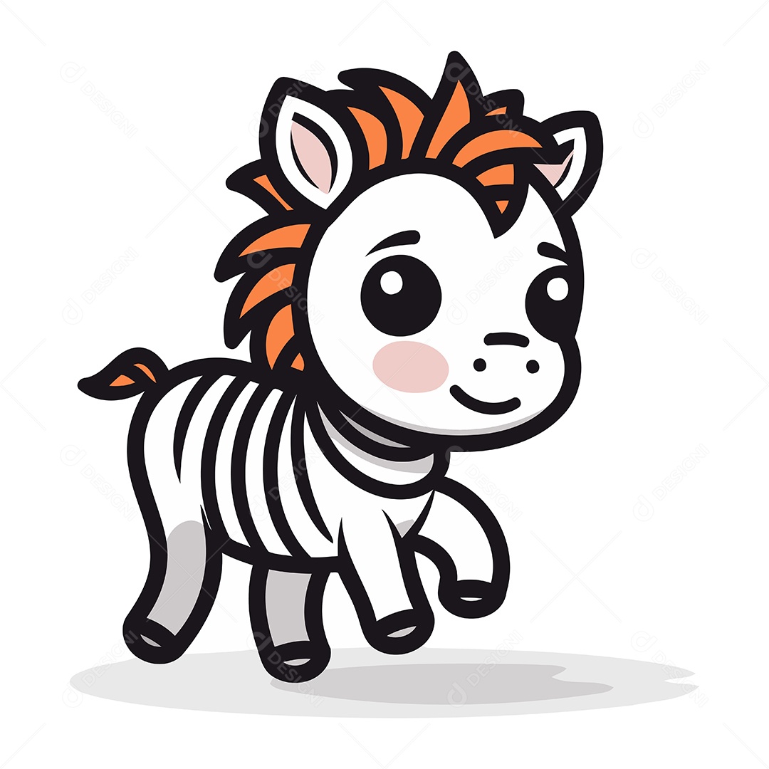 Zebra de Desenho Animado Ilustração Vetor EPS