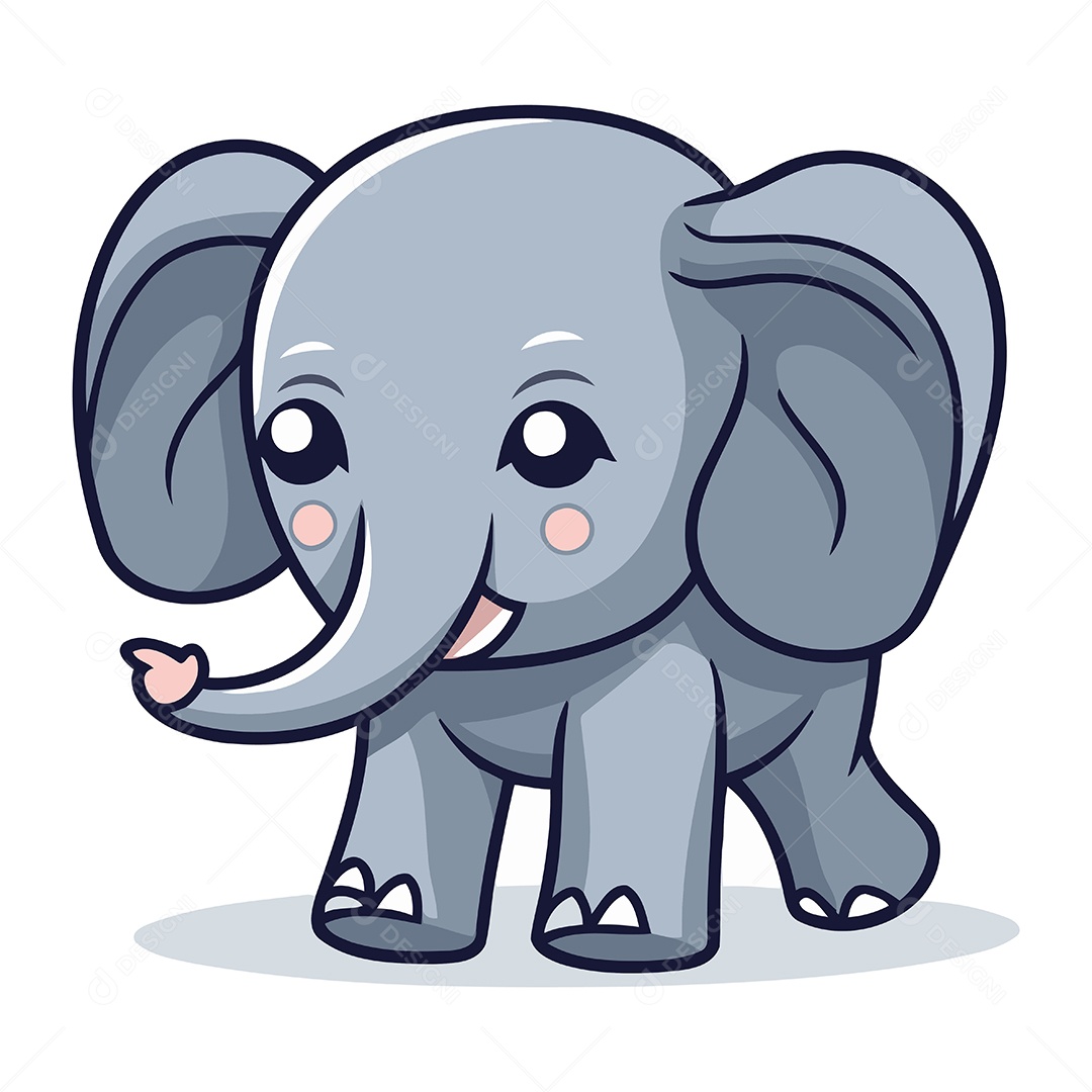 Elefante Fofo de Desenho Animado Ilustração Vetor EPS