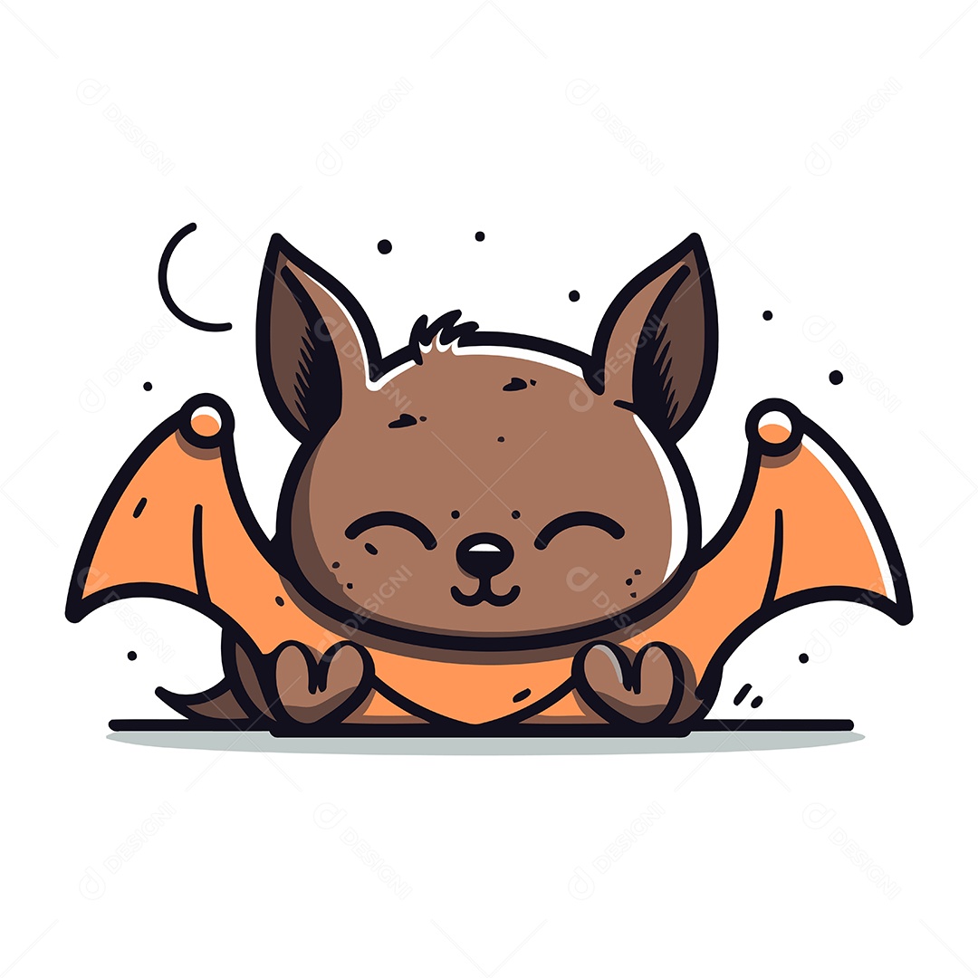 Morceguinho Fofo de Desenho Animado Ilustração Vetor EPS