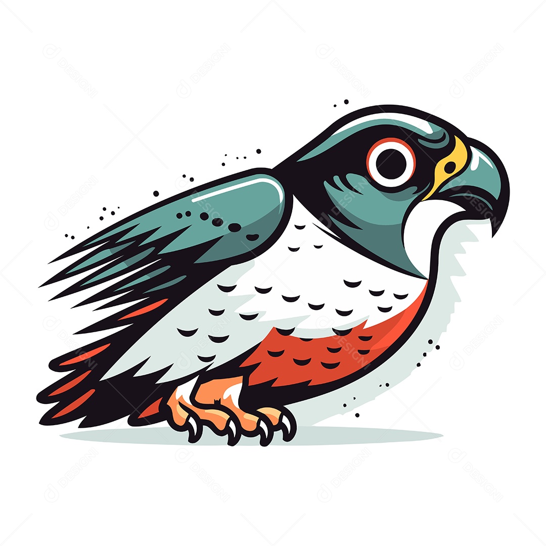 Falcão Peregrino de Desenho Animado Ilustração Vetor EPS
