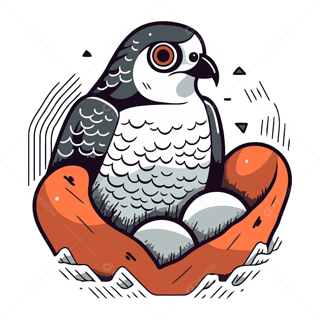 Pombo Sentado no Ninho Ilustração Vetor EPS
