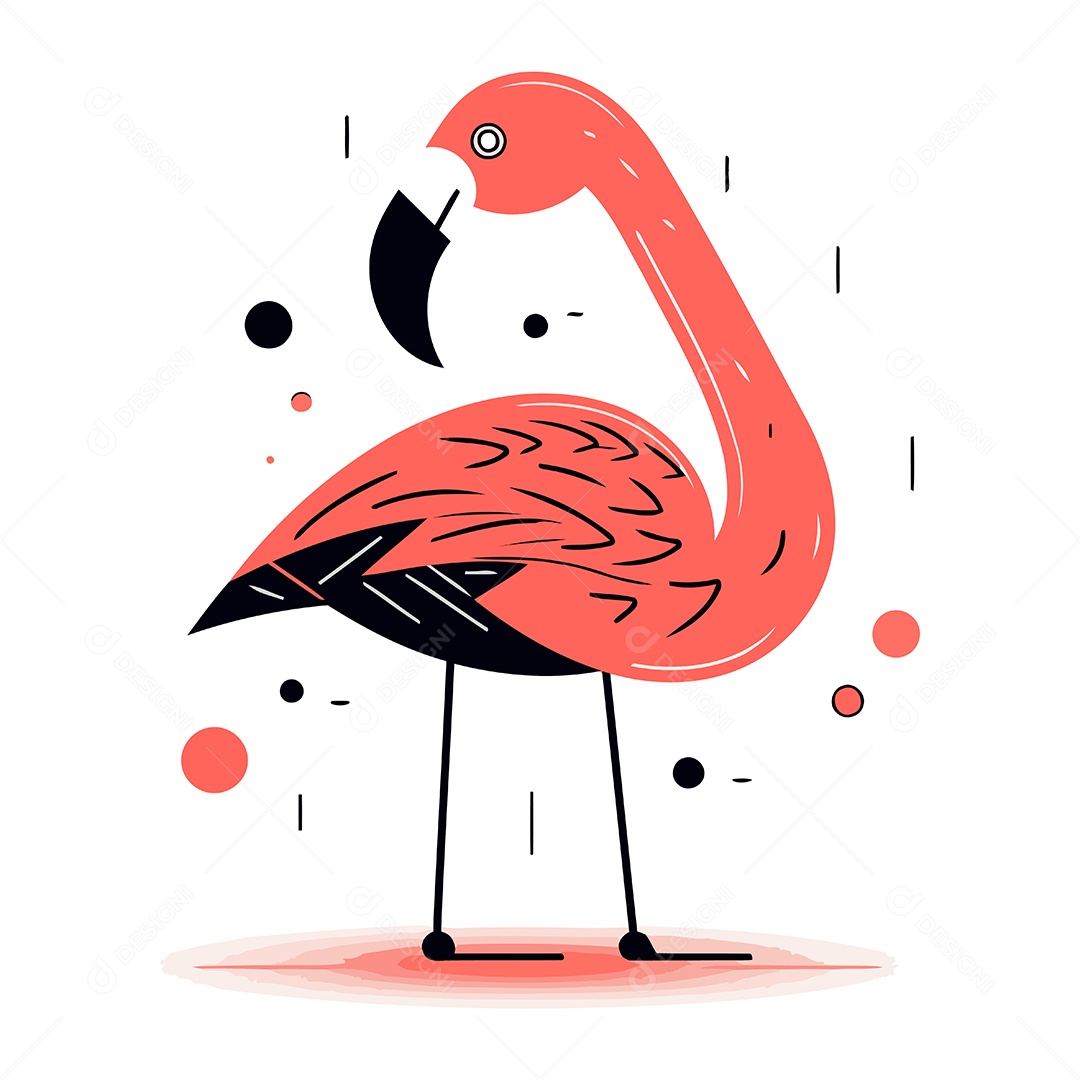 Flamingo de Desenho Animado Ilustração Vetor EPS